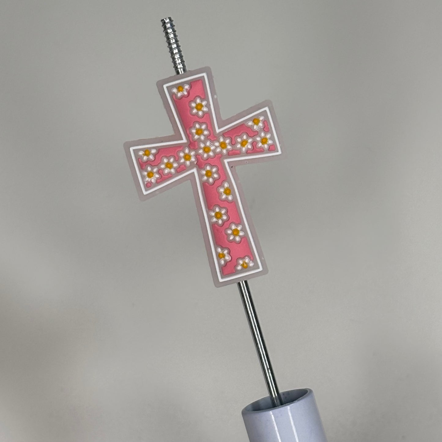 Pink Floral Cross Focal
