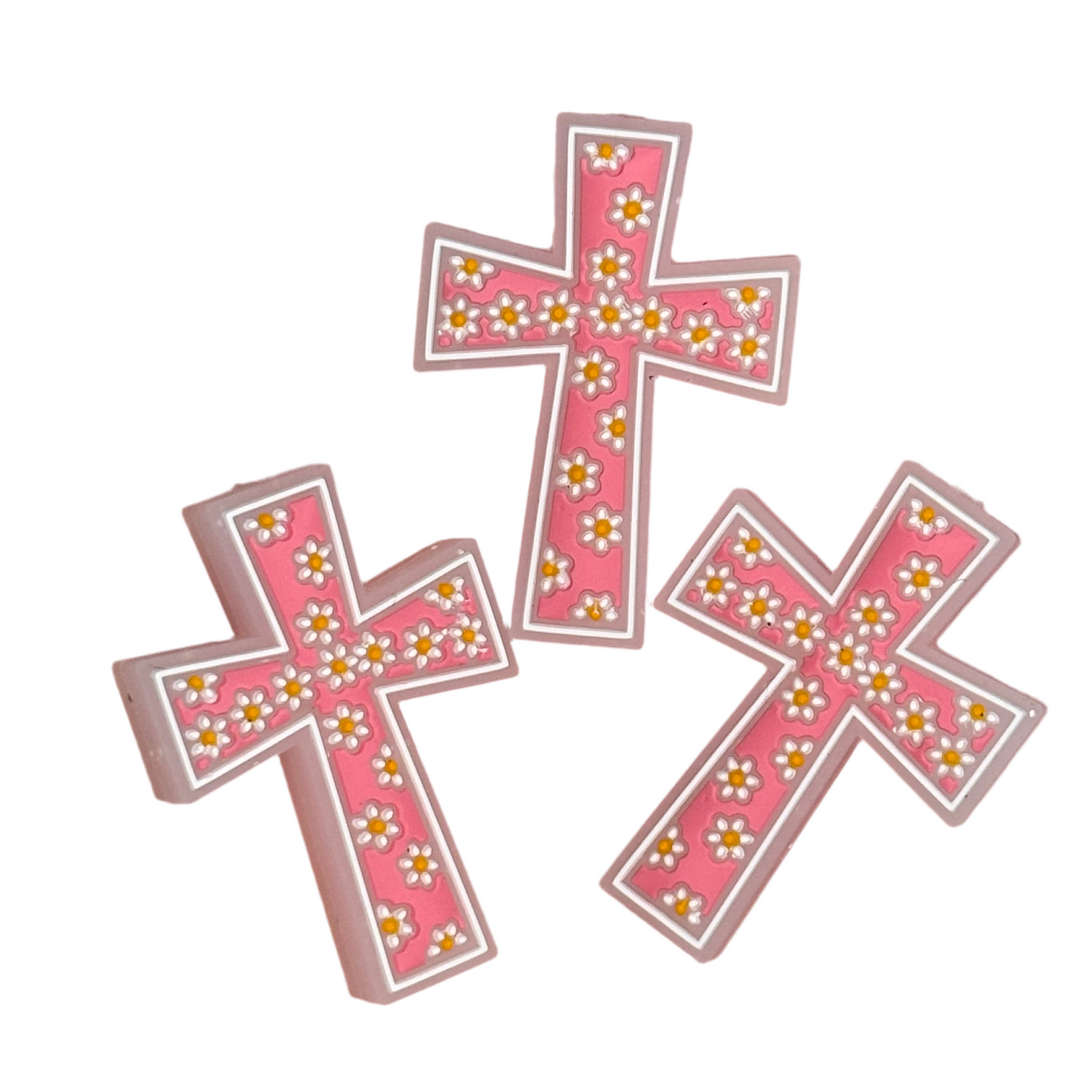 Pink Floral Cross Focal