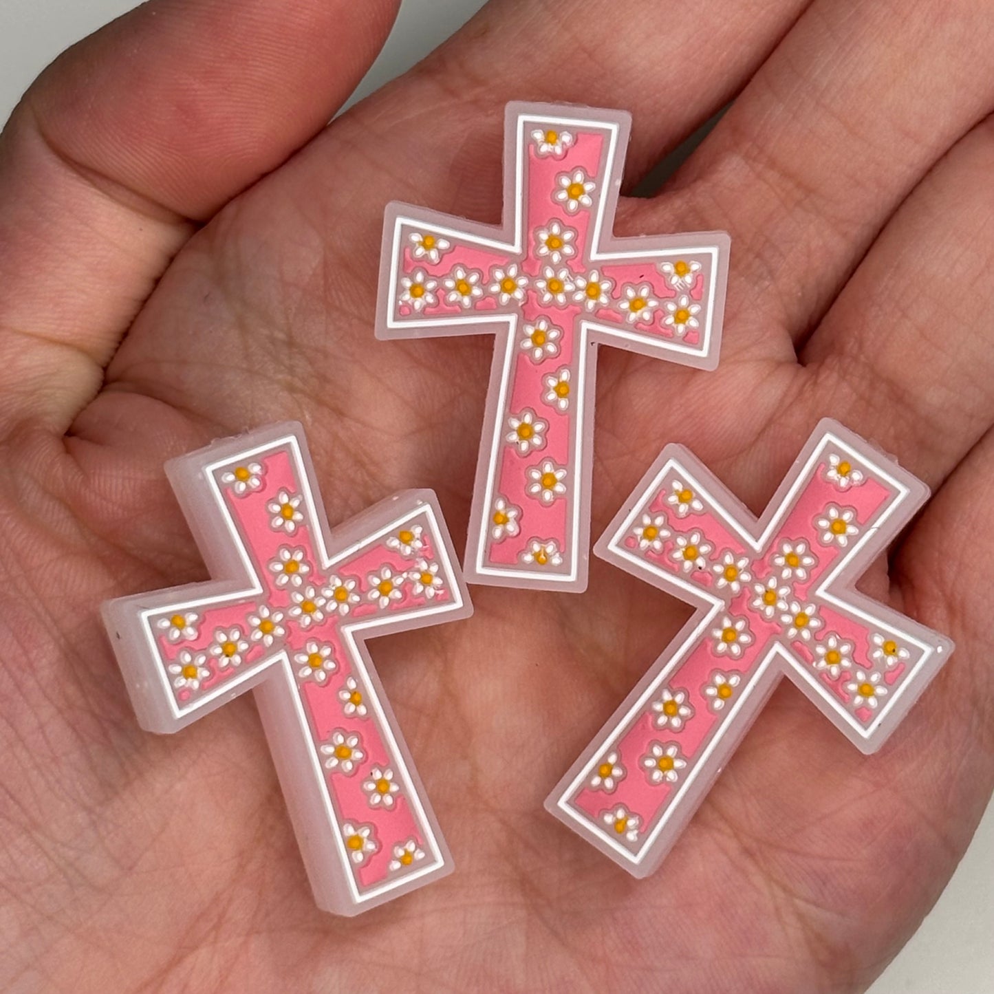 Pink Floral Cross Focal