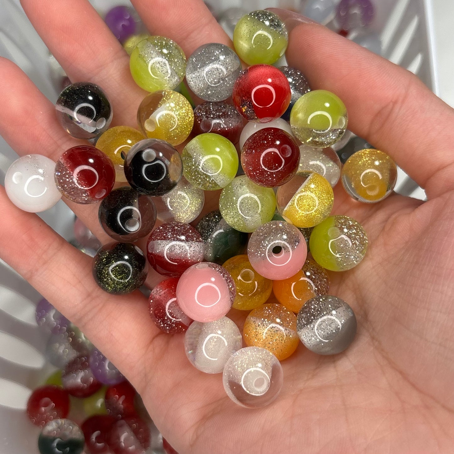 Clear Glitter Beads Mix