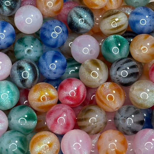 Glitter Striped Beads Mix